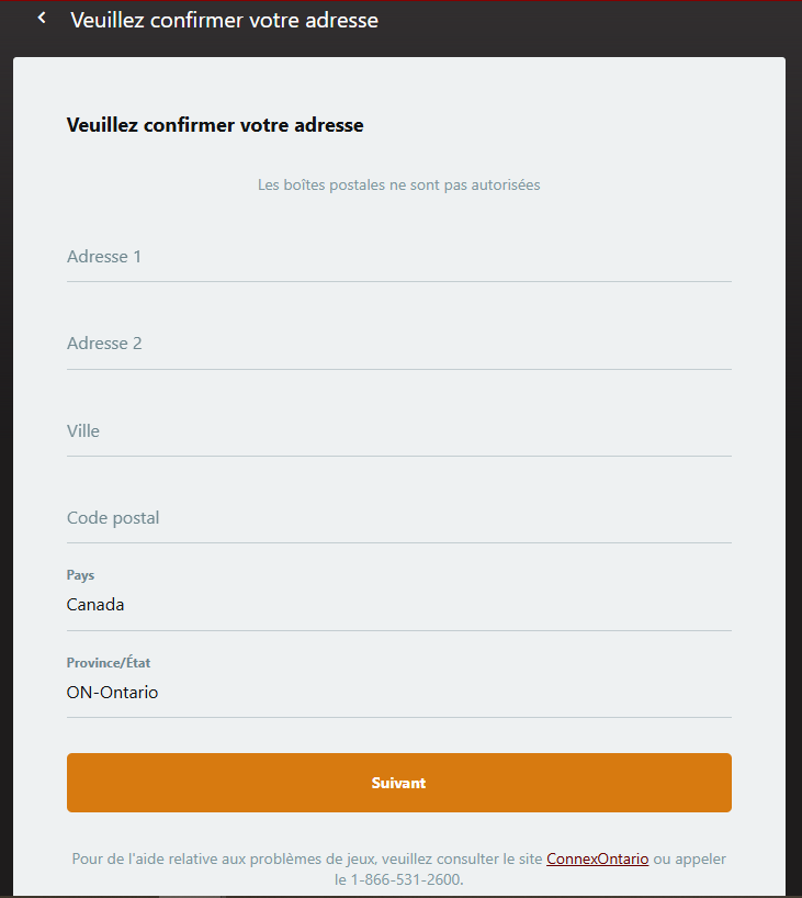 Étape 5 : saisie de l’adresse et sélection de la devise