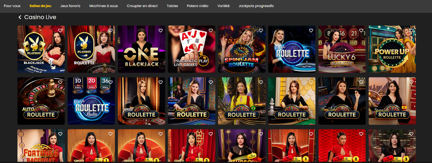 Jeux avec croupier en direct sur Golden Tiger Casino