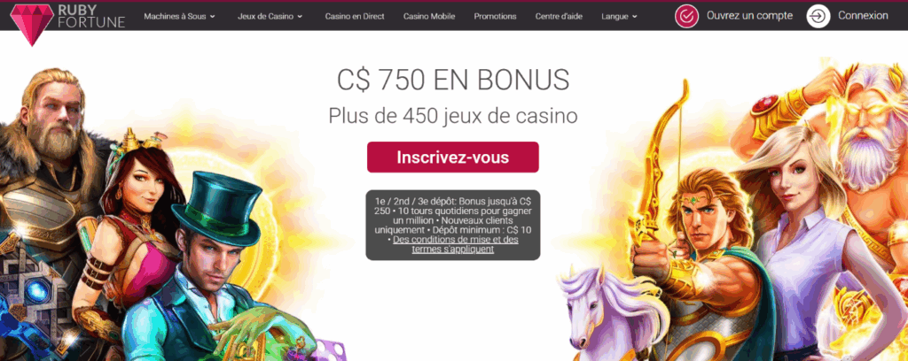 Page d’accueil Ruby Fortune