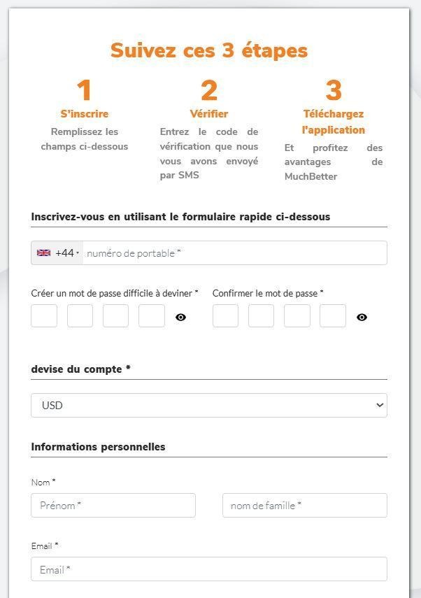 Étapes à suivre avec MuchBetter