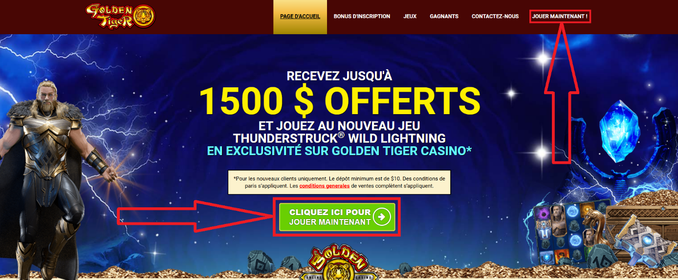 Étape 1 : page d’inscription de Golden Tiger Casino