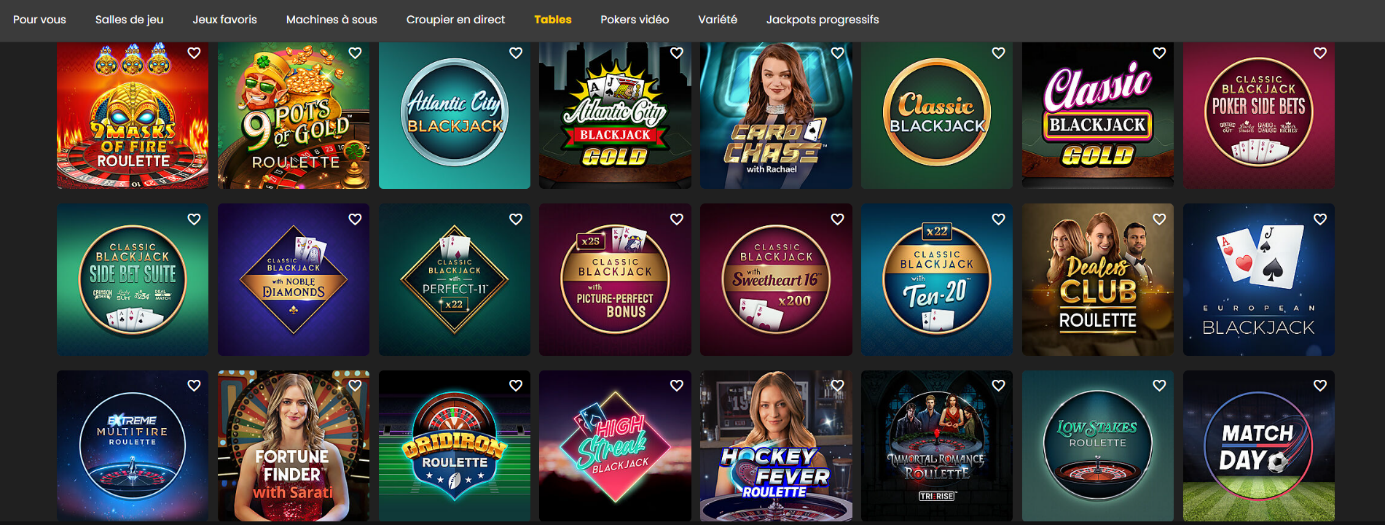 Jeux de table classiques : blackjack, roulette et vidéo poker