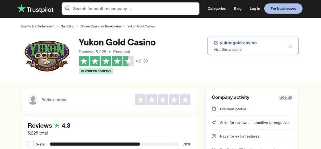 Yukon Trustpilot Rating