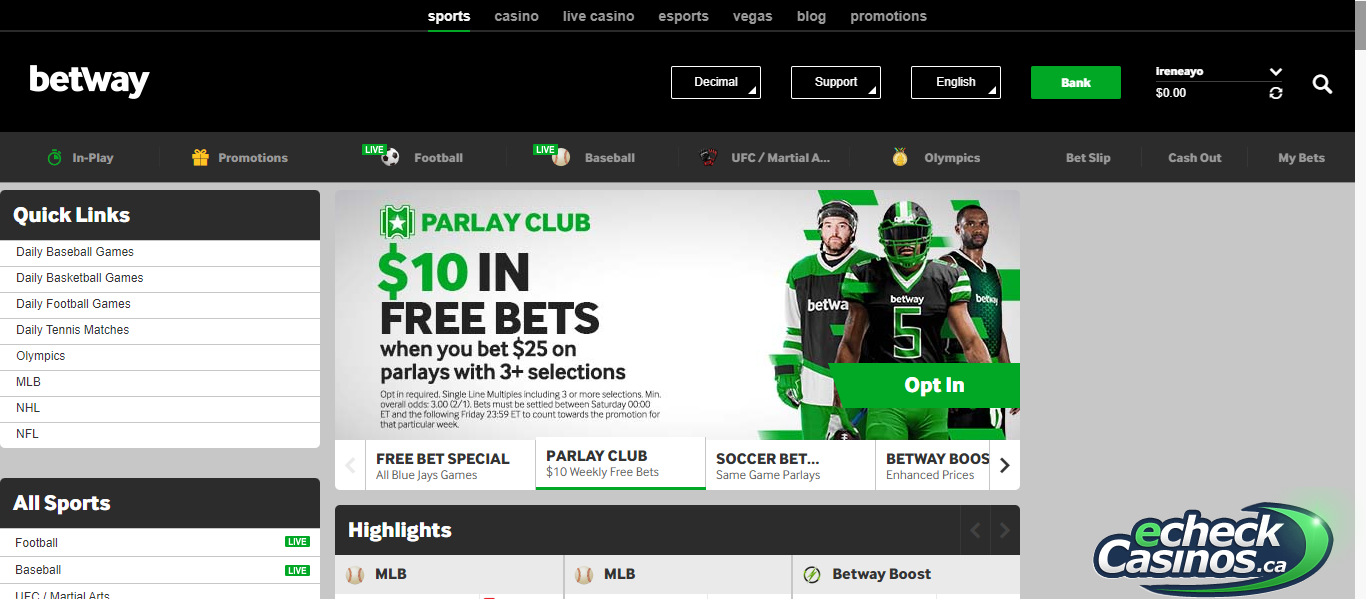 Betway Canada Sports Product