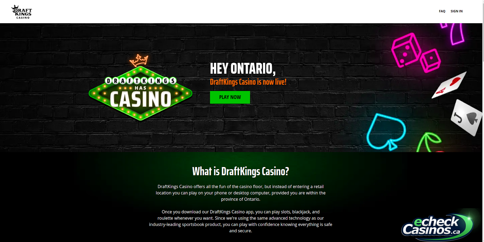Draftkings Ontario welcome screen
