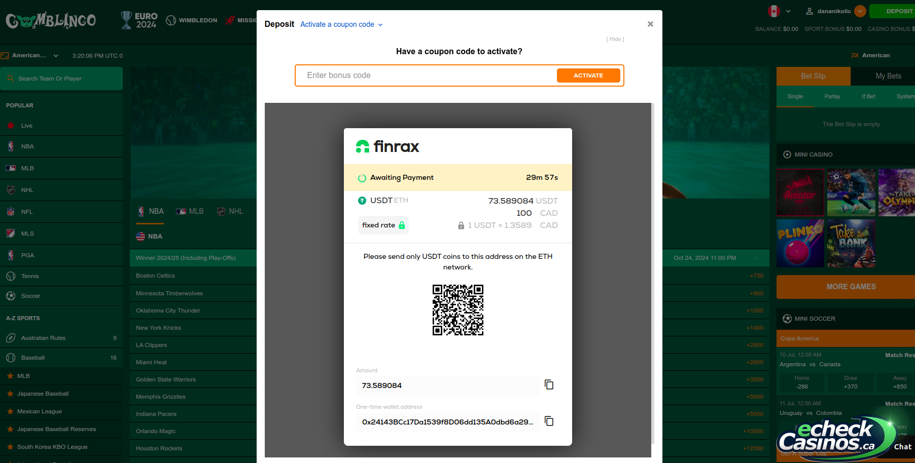 Gombling QR code payment screen