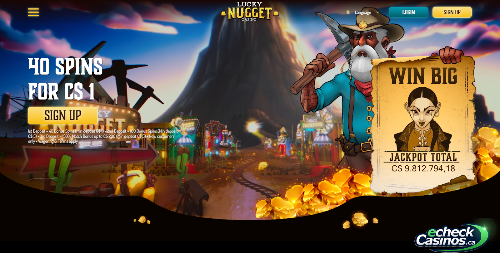 Lucky Nuggets Sign Up Screen