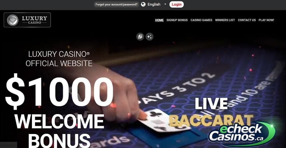 Luxury Casino welcome screen