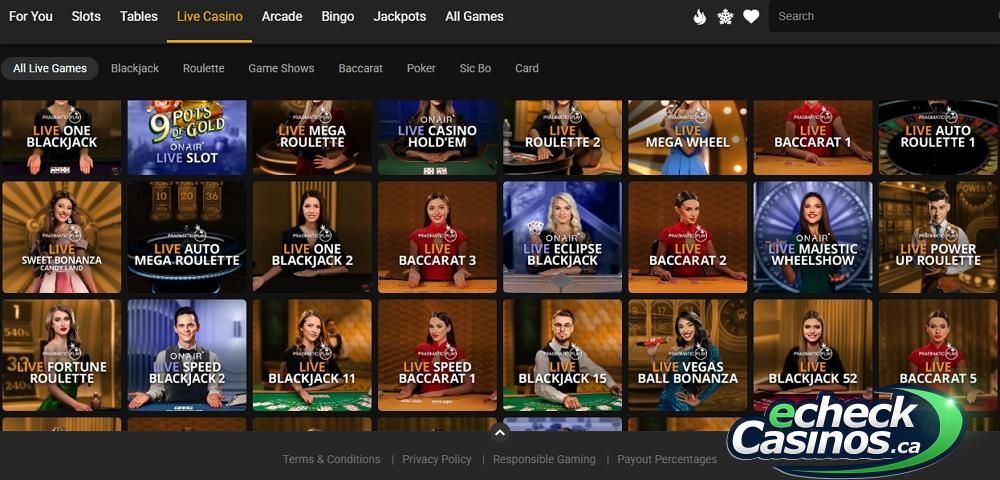Grizzly's Quest Live Casino Selection