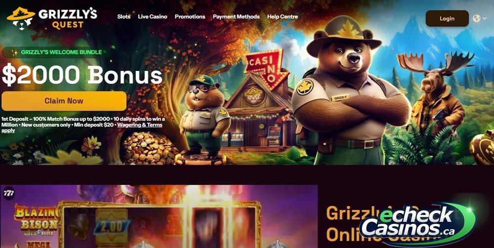 Grizzly Quest Casino Registration Screen