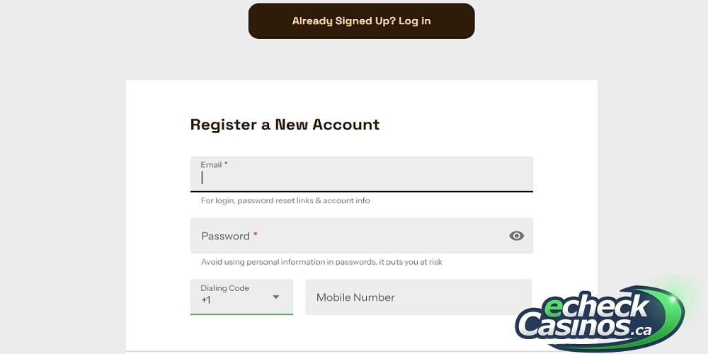 Grizzly’s Quest Casino Sign-Up Page Step 1