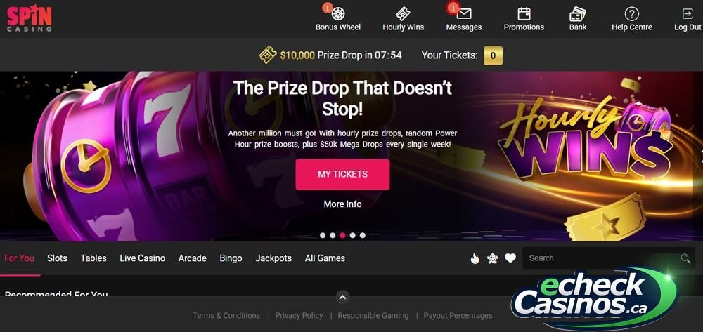 Spin Casino Lobby Screenshot