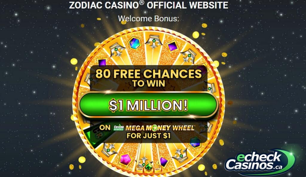 Zodiac Casino Money Wheel (80 Free Spins)