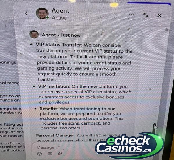 Chat Log with Weiss Agent Explaining VIP Transfer Qualifying Process
