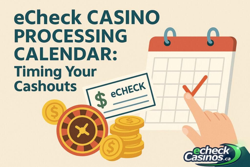Featured image showing a calendar with a checkmark, casino chips, an eCheck, and the eCheckCasinos.ca logo.